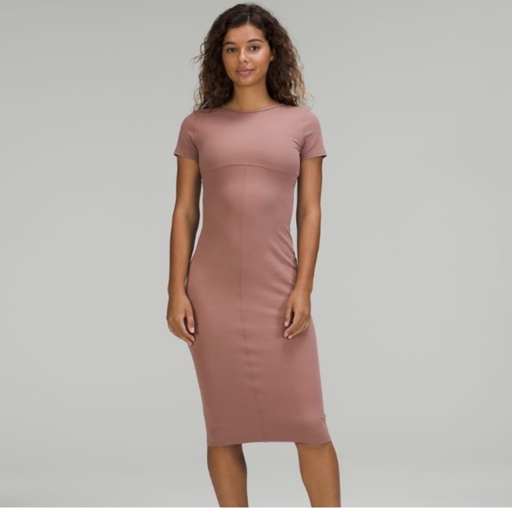 Lululemon Scoop-Back Nulu Midi Dress, Twilight Mauve, Size 2, NWT, Asia design